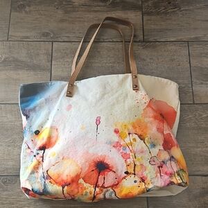 Cottn Curls Colorful Floral Canvas Tote Bag
